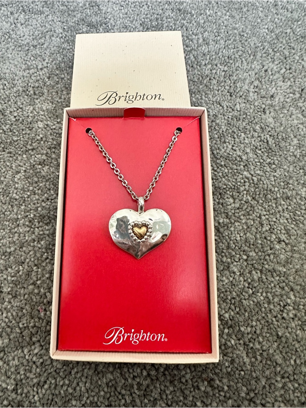 Brighton Silver Heart Pendant Necklace with Gold Accent